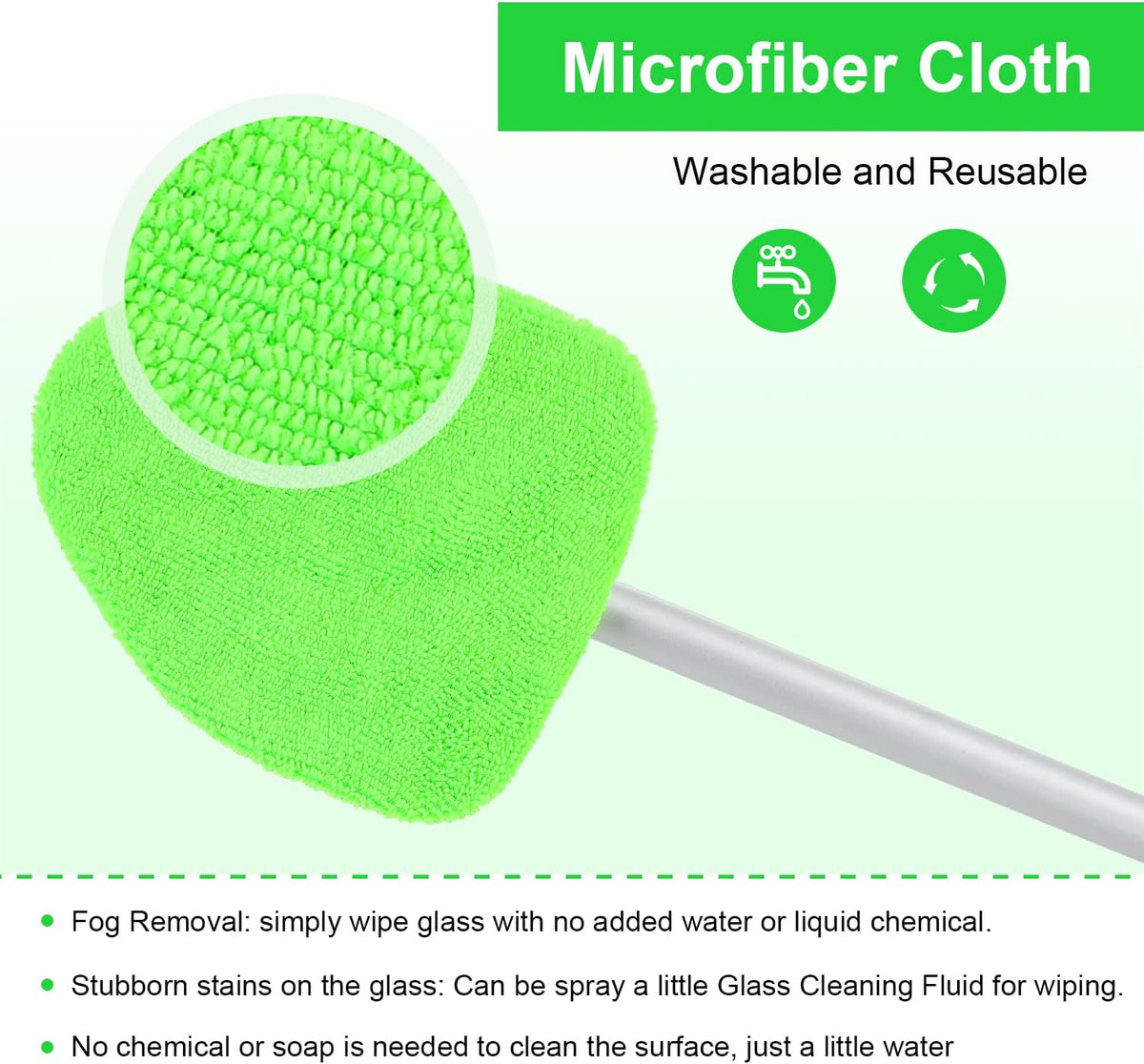 🔥Microfiber Car Windshield Cleaning Tool with Extendable Handle