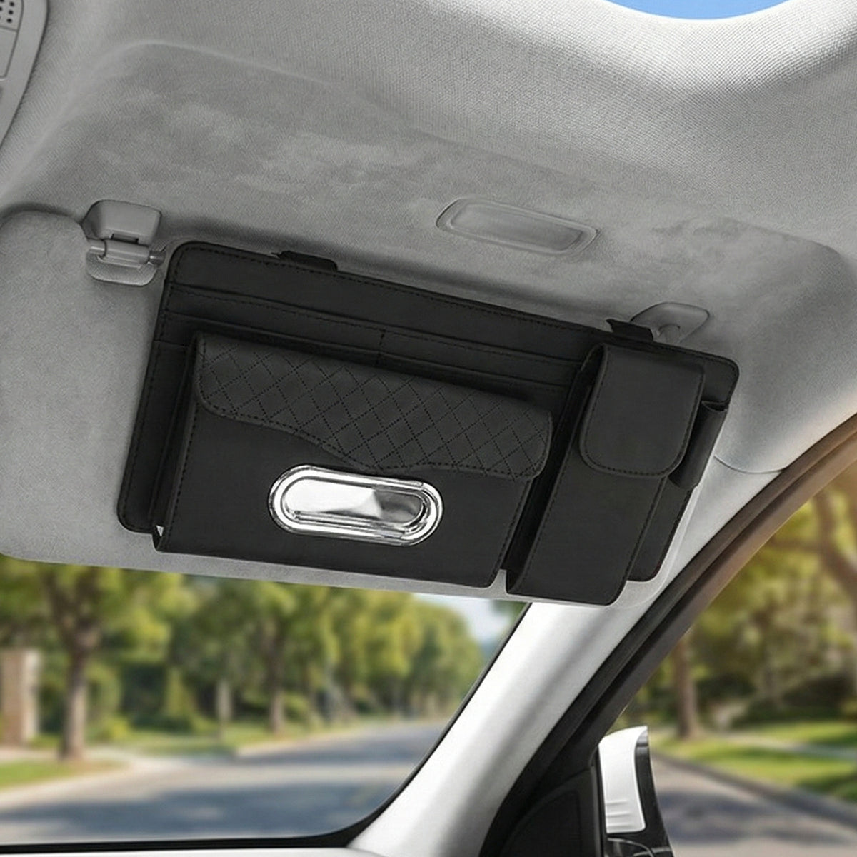 Car Visor Tissue Box with Glasses Clip